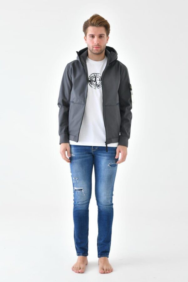 Stone Island Soft Shell Jacket In Donkergrijs
